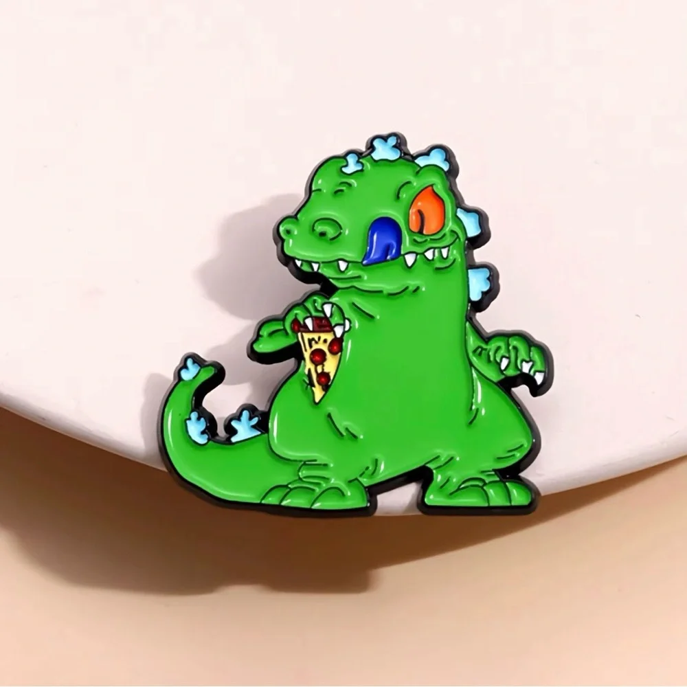 Cute Green Dino Enamel Pin - Pets Reptile Accessory